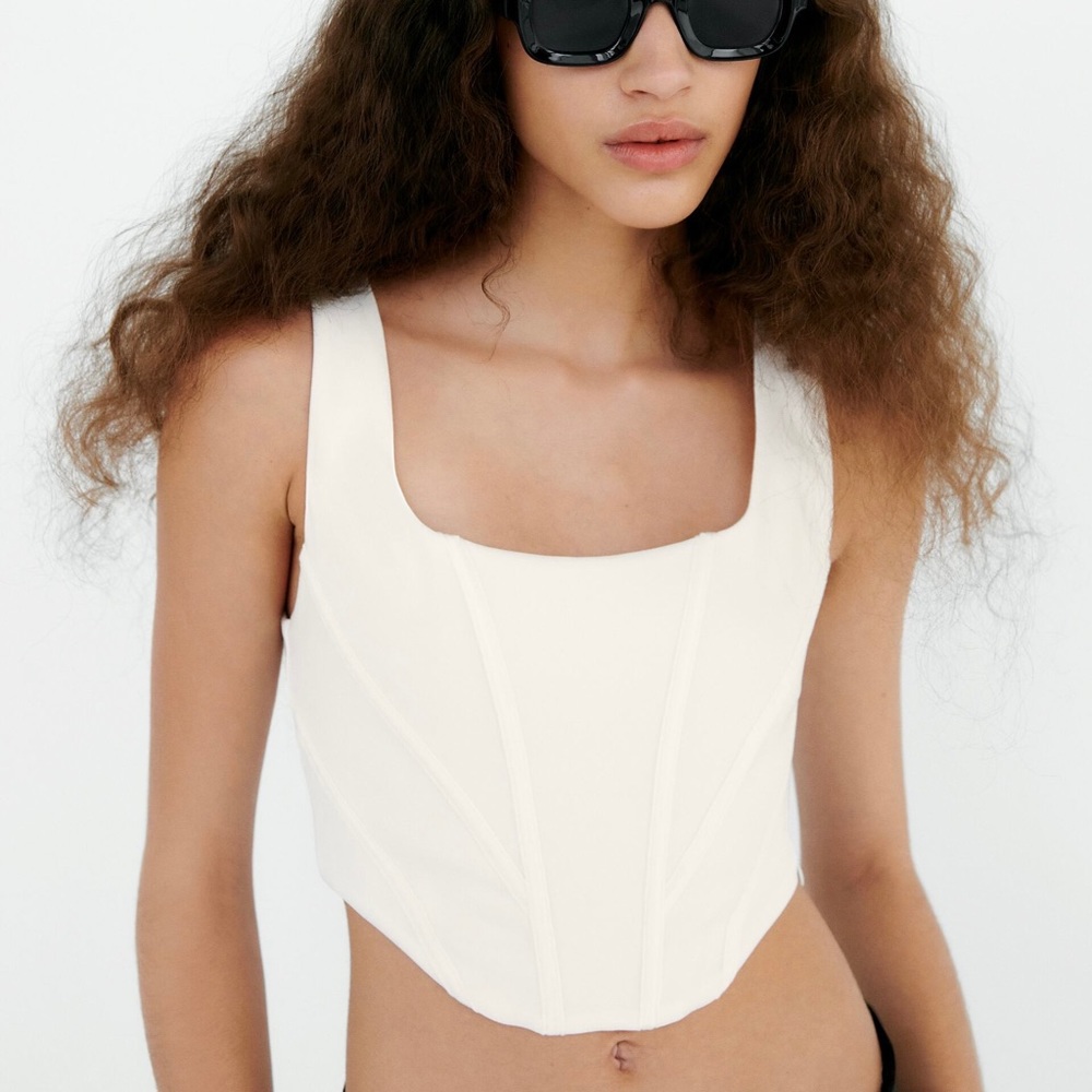 Zara Bustier White Crop Top
